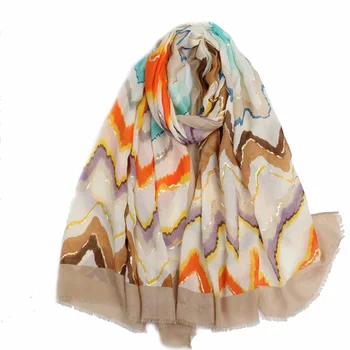 Новейший женский шарф роскошного бренда с винтажным принтом и фольгой, женские дизайнерские шали