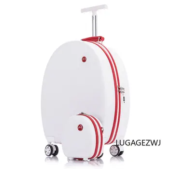 20-дюймовый набор ручной клади на колесиках, женская косметичка, Персонализированный симпатичный круглый чемодан на колесиках для путешествий на короткие расстояния