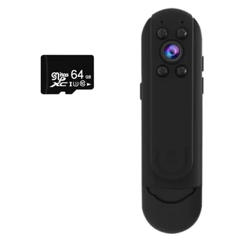 Мини-регистратор HD Digital 1080P Широкоугольная камера для тела, регистратор моментальных снимков с обнаружением движения с картой памяти 64G