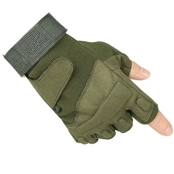 Зеленые Военно-тактические перчатки без пальцев Армии США для занятий спортом на открытом воздухе, Боевой Мотоцикл, EVA Защитная подушка, Армейские Перчатки на полпальца
