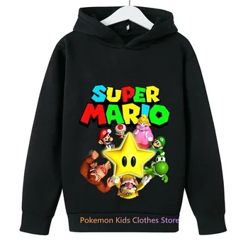 Толстовки Girls Game Mario Bros, Детские топы с героями мультфильмов, Весенняя Детская толстовка с длинным рукавом и принтом, Осенние пуловеры для мальчиков