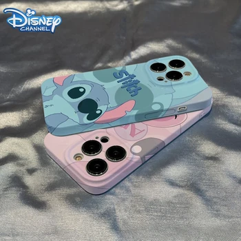 Disney Stitch Couple Чехол для Телефона iPhone 14 Pro Max 13 12 11 Pro XR XS X 8 7Plus Защитная Крышка Объектива Kawaii Stitch Case Подарок