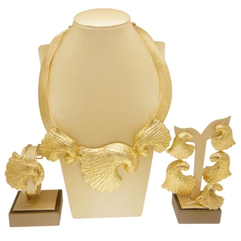 Yulaili Итальянские Позолоченные наборы ювелирных изделий для женщин, Большое ожерелье с подвеской, аксессуары для банкета, свадебной вечеринки, подарок