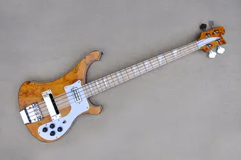 4-Струнная электрическая бас-гитара с хромированной фурнитурой, белой накладкой, гриф проходит через корпус, предоставляем индивидуальное обслуживание