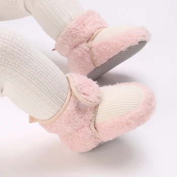 Новорожденный Ребенок Зимняя теплая хлопчатобумажная обувь Детская Нескользящая обувь для ходьбы с мягкой подошвой Удобная повседневная обувь для ходьбы