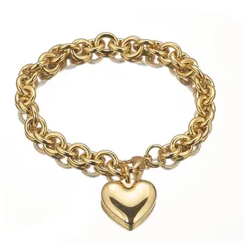 Шикарный женский браслет из нержавеющей стали 316L, Ожерелье с подвеской в виде сердца Для женщин и мужчин, Золотые украшения