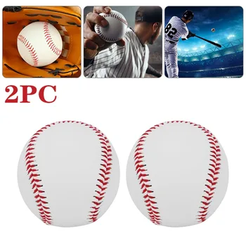 2шт тренировочных бейсбольных мячей из твердой древесины диаметром 7,2 см, белая резиновая сердцевина из мягкой кожи для спортивных тренировок и софтбольных мячей