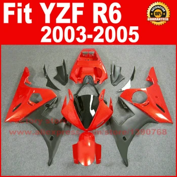 Кузовные детали для YAMAHA R6 комплекты обтекателей 2003 2004 2005 красный черный YZF R6 03 04 05 заводской комплект обтекателей кузов