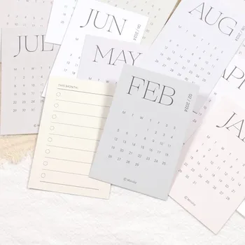 12 Листов / набор Календарей на 2024 год, мини-карточек в стиле INS, ежемесячного расписания, блокнота для заметок, ежедневника для скрапбукинга, календарей