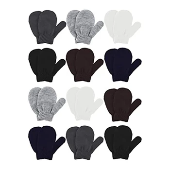 12 пар детских зимних перчаток, детские вязаные теплые варежки для мальчиков и девочек, детские принадлежности