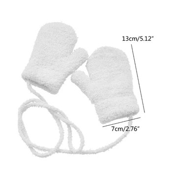 Теплые и уютные детские зимние перчатки, утолщенные варежки на весь палец, подвешенные на шею, разработанные перчатки для малышей для младенцев