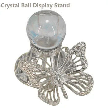 1 шт. Металлическая подставка для дисплея с бабочкой, хрустальный шар, украшение для домашнего рабочего стола, стеклянный шар, сфера, подставка для дисплея, прочный