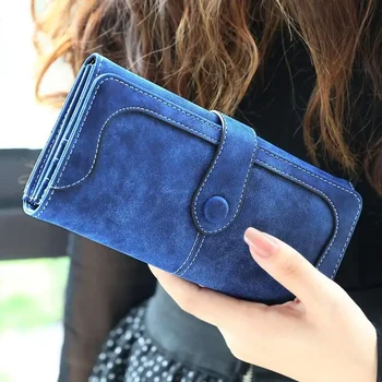 Новый модный Корейский Ретро-матовый кошелек, Женский длинный кошелек на молнии с пряжкой, студенческий кошелек, сумка для телефона, многоцветный