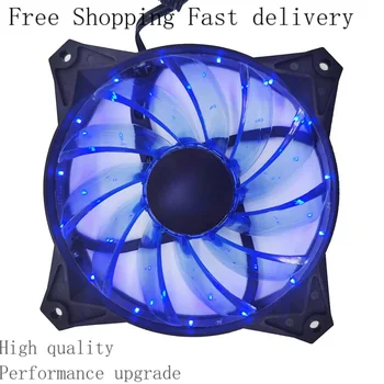 12025 Прозрачный Светоизлучающий 12 В 15 Синих Огней Компьютерный Теневой Корпус Wind 12 СМ Ультра-Бесшумный Вентилятор Охлаждения