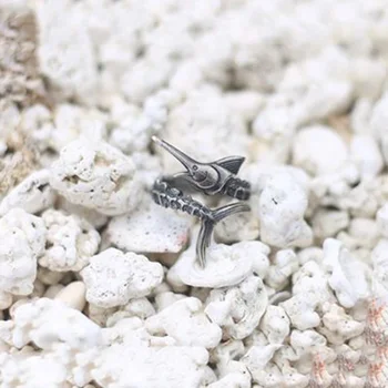 Тайское серебряное трехмерное мастерство marlin, открывающее регулируемое кольцо, преувеличенный изысканный подарок паре на день рождения
