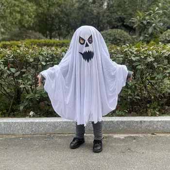 Милый детский плащ ужасов на Хэллоуин, накидка для косплея, плащ Призрака с белыми кисточками, костюмы Эльфа на Хэллоуин для мальчиков Grils