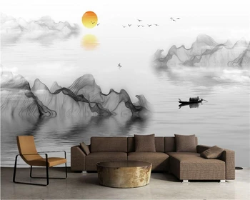 Бейбехан Пользовательские обои Китайские черно-белые абстрактные линии акварельный пейзаж ТВ фон домашний декор 3d обои