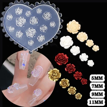 3D украшения для ногтей в виде роз, форма из эпоксидной смолы, украшения для ногтей, силиконовая форма, Инструмент для литья ювелирных изделий своими руками
