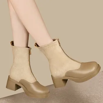 Женская обувь на платформе и среднем каблуке; Массивные Ботинки 