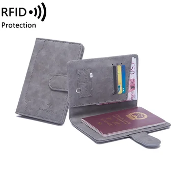 Ремешок из искусственной кожи, сумка для паспорта, RFID Противоугонная щетка, зажим для паспорта, Дорожный кошелек, сумка для карт, зажим для билетов, зажим для денег