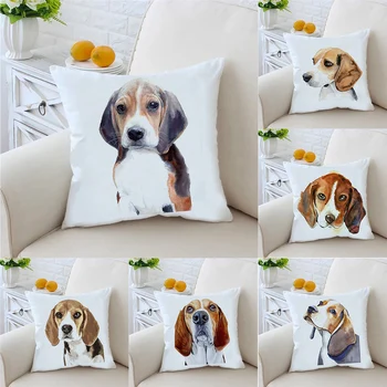 Чехол для подушки с рисунком собаки породы Бигль, украшение дивана для гостиной, подушка 45 * 45 см