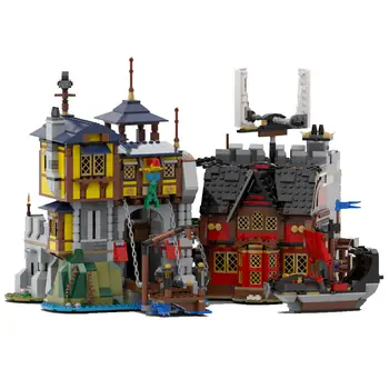 Замок Порт и Пиратская таверна с кораблем и садовой дорожкой 2284 шт. MOC