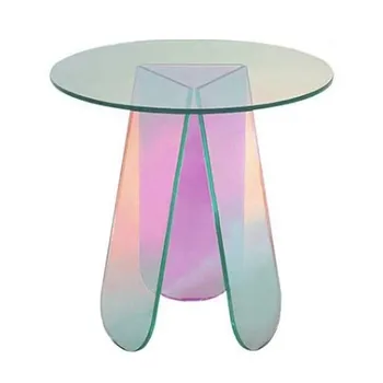 Акриловый круглый столик цвета радуги журнальный столик переливающегося цвета