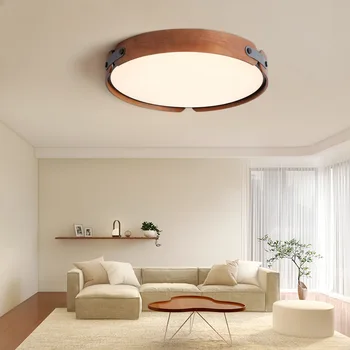 Деревянные потолочные светильники для гостиной, спальни, потолочный светильник, деревянный светильник, современный акриловый абажур
