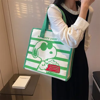 Женская сумка Kawaii Snoopy, холщовая сумка с аниме-принтом, Корейский мультфильм Кампуса, сумка на одно плечо, сумки для покупок большой емкости