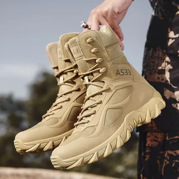 Новые мужские кожаные ботинки военного бренда высокого качества, специальные силы, тактические боевые действия в пустыне, мужские ботинки, уличная обувь, ботильоны