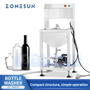 Оборудование ZS-WB2S для промывки пластиковых Стеклянных бутылок ZONESUN Semi Automatic Double Head Bottle Washing Cleaning Machine ZS-WB2S
