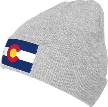 Мужская и женская шапка-бини с флагом Колорадо, теплая вязаная кепка с черепом, мягкие акриловые зимние шапки