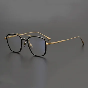 Японские Квадратные Оптические очки из чистого титана для мужчин, Оправа для очков при близорукости по рецепту, Оправа для очков с двойным мостом 2023