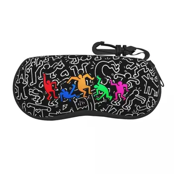 Искусство Граффити Haring, Черный футляр для танцевальных очков, Мягкие геометрические абстрактные солнцезащитные очки в стиле поп-арт, Защитная сумка