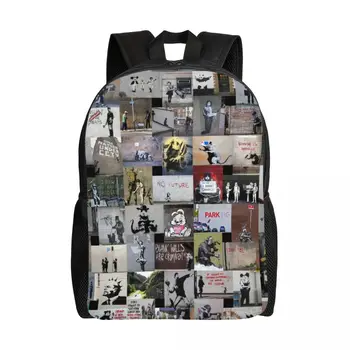 Рюкзак с граффити на улице Бэнкси для мальчиков и девочек, школьные дорожные сумки Лондонского колледжа поп-арта, Мужская Женская сумка для книг, подходит для 15-дюймового ноутбука