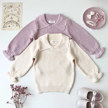 Осенне-зимняя Детская одежда, Свитер для маленьких девочек, Вязаный Однотонный повседневный пуловер с длинными рукавами, свитер для детей, свитер