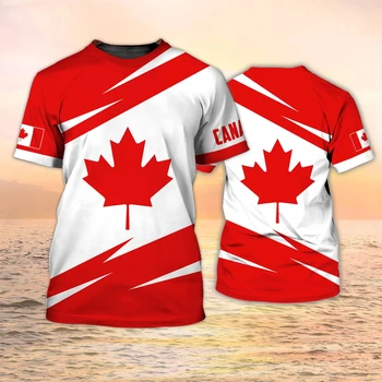 Мужская футболка с модным 3D принтом, футболки с канадским флагом Кленового листа, повседневные летние топы с круглым вырезом и коротким рукавом, футболка Оверсайз, мужская одежда