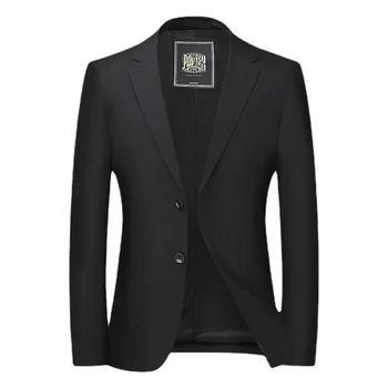 Черный мужской костюм Lansboter, весенне-осенний тонкий повседневный костюм, приталенный крой, маленькое одиночное пальто