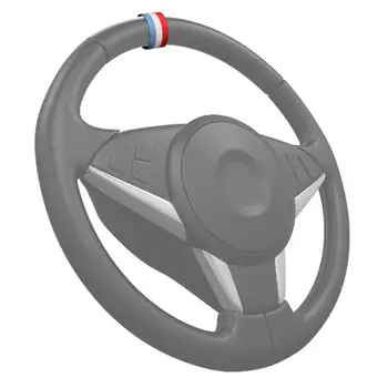 Кожаная крышка рулевого колеса, импортное трехцветное Украшение с логотипом рулевого колеса, трехцветные наклейки, Аксессуары для интерьера для