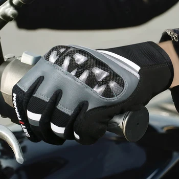 Мотоциклетные перчатки в стиле ретро, устойчивые к падению, износостойкие, из углеродного волокна, гоночные, с сенсорным экраном, Летние мотоциклетные перчатки