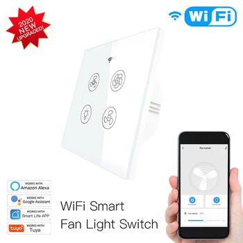 WiFi RF Умный потолочный вентилятор Выключатель света 2/3-позиционный Smart Life / приложение Tuya RF Дистанционное управление скоростью для Alexa Google Home