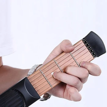 Карманный гриф для тренировки игры на гитаре, 6 ладов Портативный инструмент для отработки гитарных аккордов для начинающих Простота установки Простота в использовании