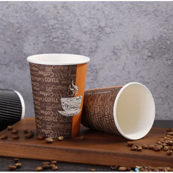 Биоразлагаемый продукт на вынос, Дешевая 8-унционная одноразовая кофейная чашка из крафт-бумаги для горячего использования