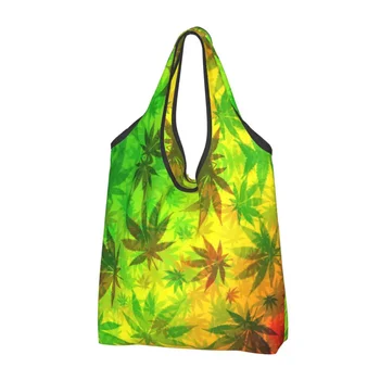 Многоразовая сумка для покупок с натуральным рисунком Rasta Colors Leaves для продуктов, складные сумки для продуктов, моющиеся большие сумки-тоут