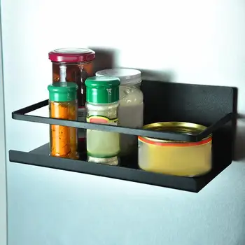 Стеллаж для хранения приправ Органайзер для кухонных принадлежностей Компактный Магнитный стеллаж для хранения специй на боковой полке холодильника
