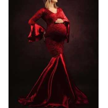 Элегантные кружевные платья для беременных для реквизита для фотосессии, сексуальное платье для беременных, длинное платье Макси для беременных женщин, одежда