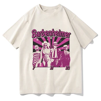 Рубашка Barbenheimer, футболки из 100% хлопка, мужская / женская эстетичная одежда, футболки с графическим принтом, футболки с креативным рисунком, Летние футболки