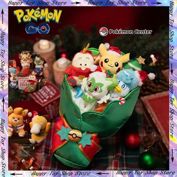 Подлинный Рождественский Плюшевый Брелок Pokemon Мультяшные Игрушки Пикачу Спригатито Кваксли Fuecoco Navidad Кукла 2024 Новогодний Рождественский Подарок