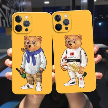 Модный бренд Cute Bear Защитный чехол для телефона iPhone 11 12 13 14 Pro Max X XR XS Max 7 8 14 Plus Желтый мягкий силиконовый чехол