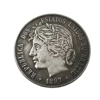 1897 Бразилия, Копировальные монеты с серебряным покрытием, Оптовая Продажа, Антикварные Украшения для дома, Волшебная монета, Декор для дома, Рождественские подарки # 25